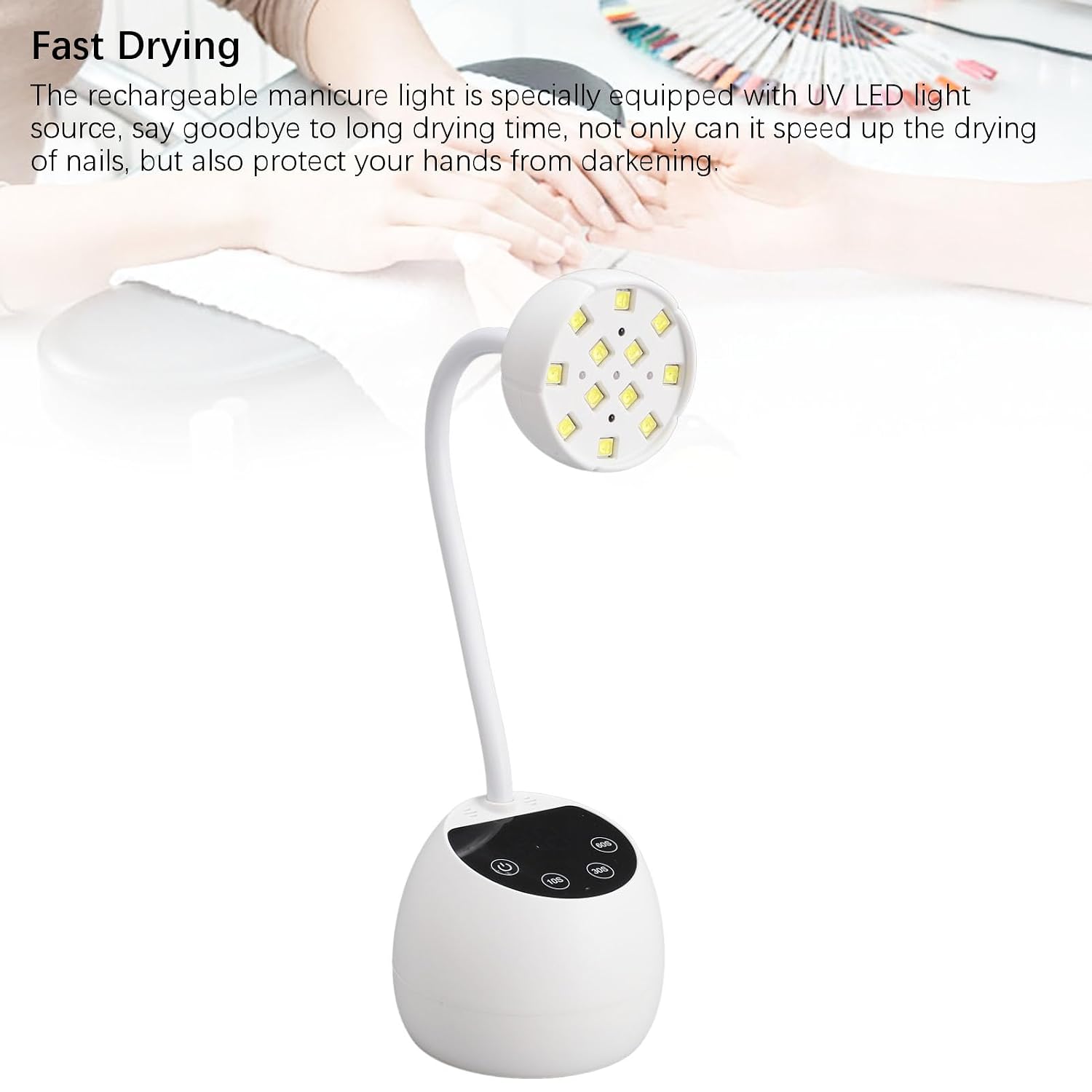 Gooseneck Nail Dryer Mini LED Nail Lamp with 12pcs Lamp Beads for Fast Curing for Different Nail Stickers Nail Art Accessories Portable Manicure Light with LED Source