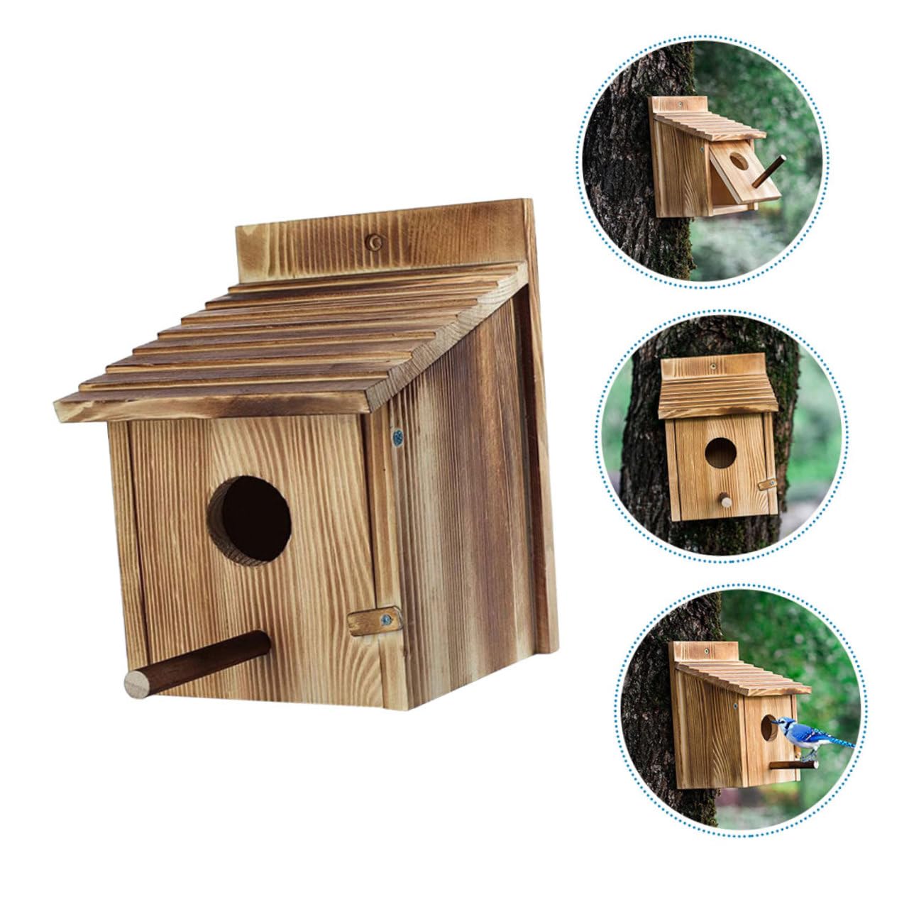 Abaodam Casetta Nido per Uccelli in Legno da Giardino, Marrone | Piccolo Rifugio a Forma di Casa, per Uccelli Piccoli, Uso in Giardino nella Gabbia