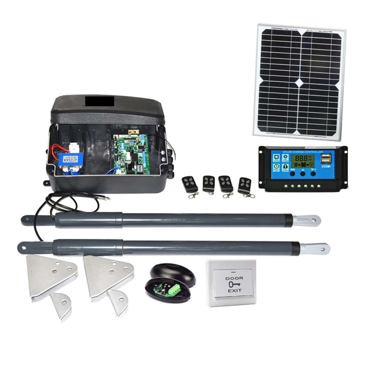 Automatic Gate Opener, Automatic Gate Opener Kit Heavy Duty Solar Dual Operator for Swing Gates Up to 16 Feet Or 440 Pounds GSM Optional(Kit4)