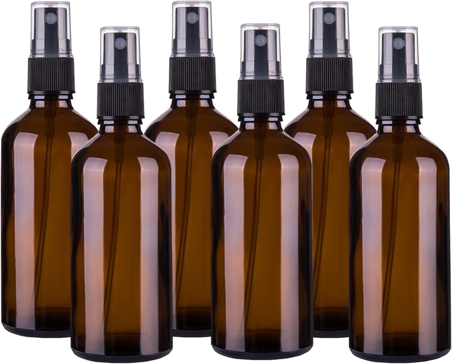 Hydior 4oz Amber Glass Spray Bottle for Essential Oil, Empty Fine Mist Spray Bottle, 6 Pack
