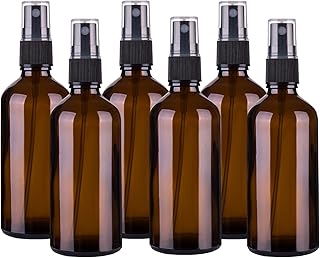 Hydior 4oz Amber Glass Spray Bottle for Essential Oil, Empty Fine Mist Spray Bottle, 6 Pack