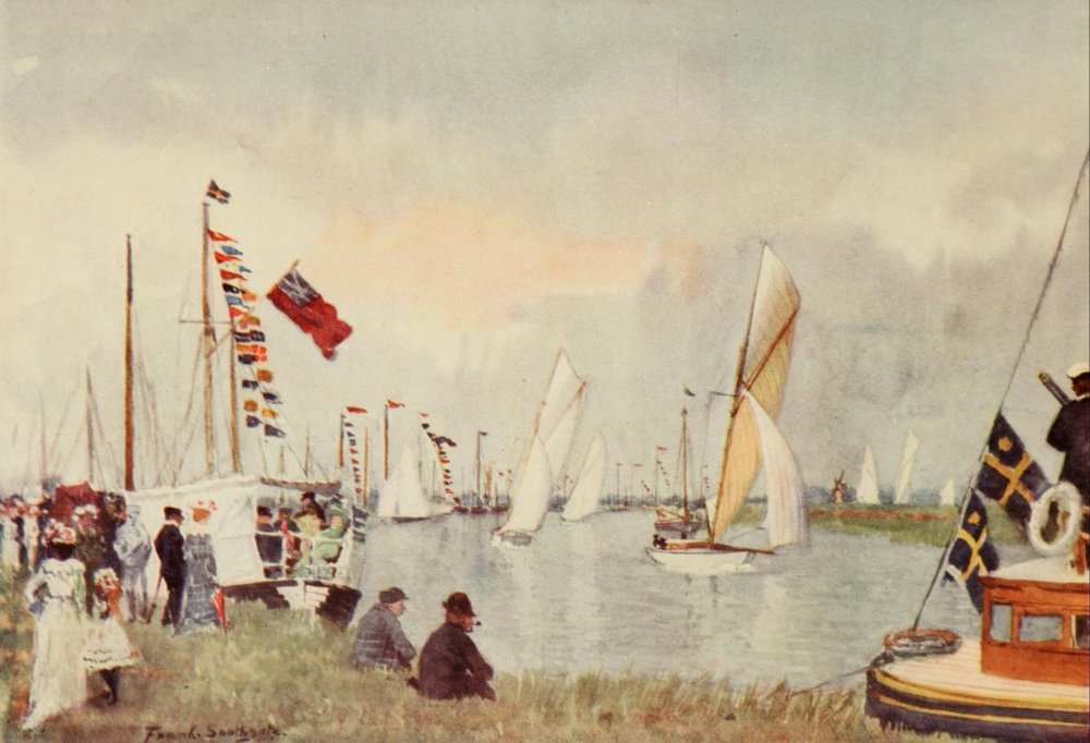 Posterazzi Norfolk Broads 1906 Regatta at Acle Poster Print by Frank Southgate, (24 x 36)