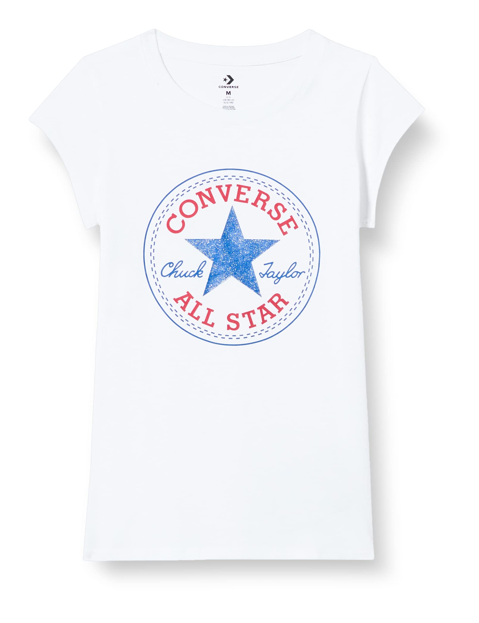 Converse Camiseta de Manga Corta Infantil Timeless Chuck Patch Blanco Camiseta de Manga Corta Unisex bebé