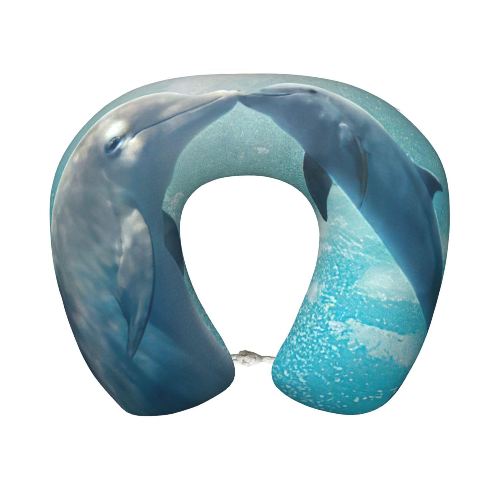 yagDAA Winter The Dolphin Print U-Shape Travel Neck Pillows Memory Foam Neck Pillow For Airplane Car Office Sleeping Rest