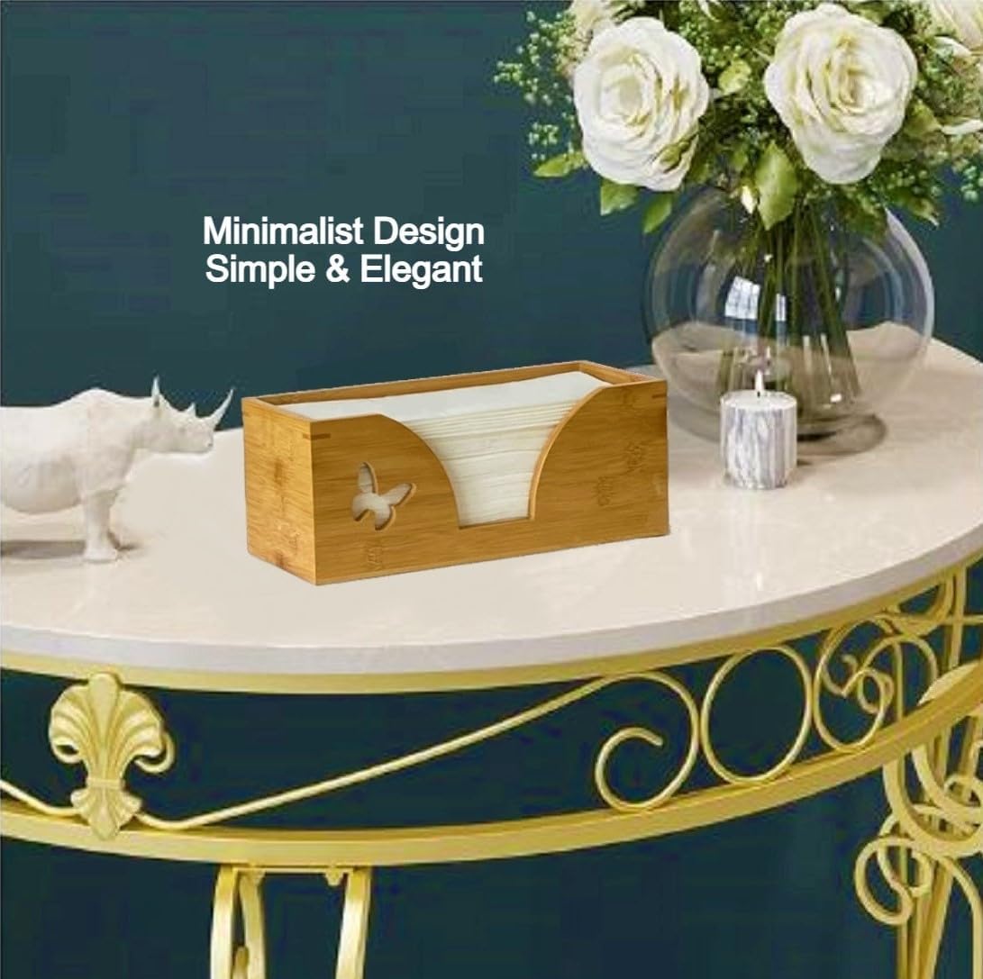 Countertop C-Fold Paper Towel Dispenser with Engraved Butterfly - Compatible with C Fold, Multifold, Trifold & Z Fold Hand Napkins Folded Size 10.5" x 4.0" Or Smaller - Natural Bamboo