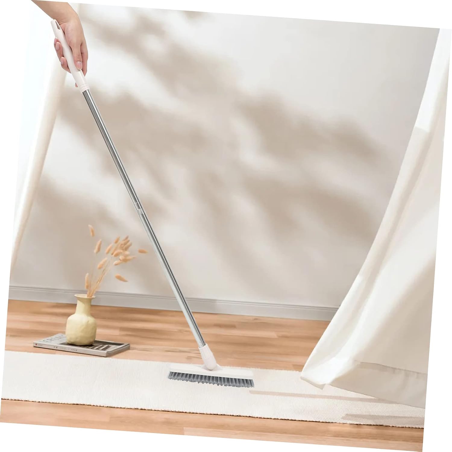 SECFOU Long Handle Rotatable Scrub Brush for Tile and Grout Cleaning Space Saving Bathroom Brush with Hanging Non Scratch Floor and Bathtub Cleaner image 4
