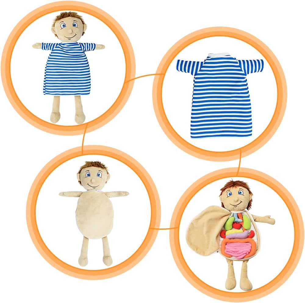 KAKIBLIN Human Body Model for Kids, Plush Anatomy Doll with Removable Human Organs, Educational Stuffed Plush Doll, Organ Kits Sensory Toys for Toddlers and Kids