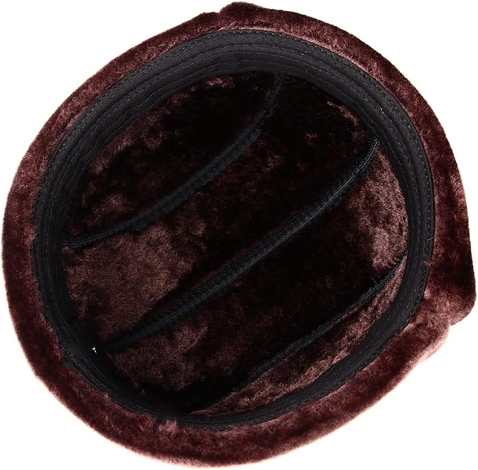 Winter Faux Fur Trapper Bomber Hat Earflaps Waterproof Ushanka Leather Russian Ski Hat for Men Women,Brown-XXL