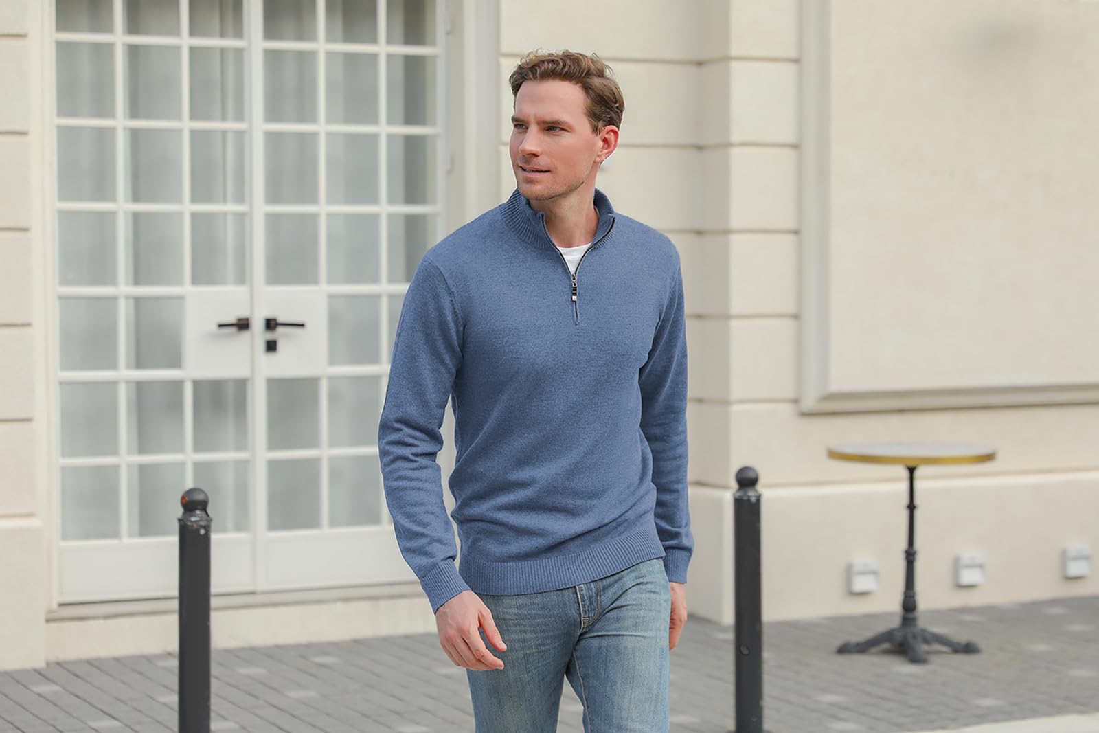 iClosam Maglione Uomo Invernali Collo Alto con Zip Pullover Giacca in Maglia Maglione Pullover Invernale Tenere Caldo