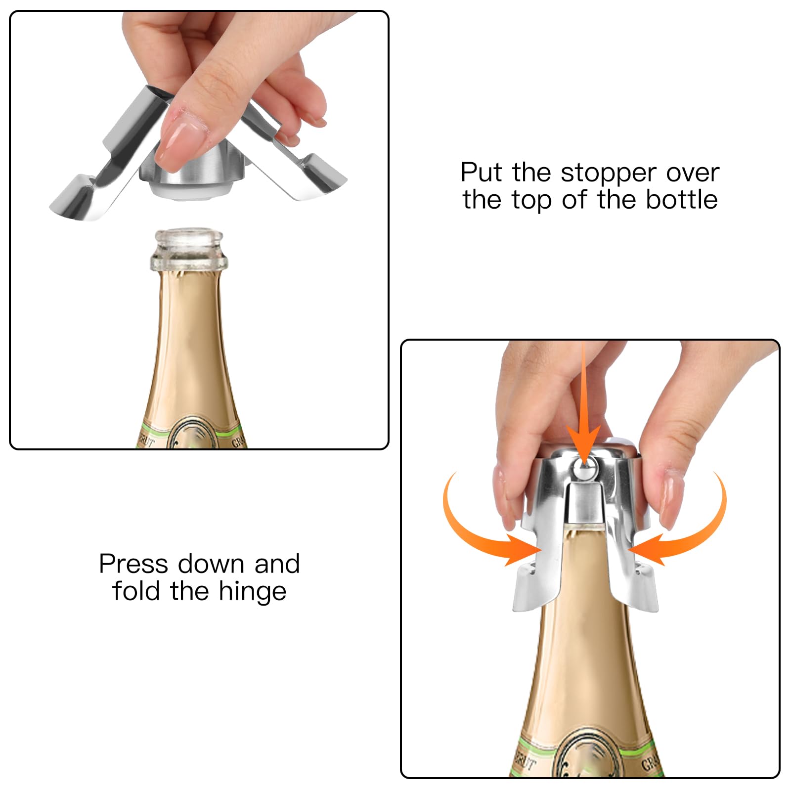 4 Tappi Per Bottiglie Di Champagne In Acciaio Inox - Riutilizzabili, A Prova Di Perdite, Con Guarnizione In Silicone - Per Vino, Spumante E Birra