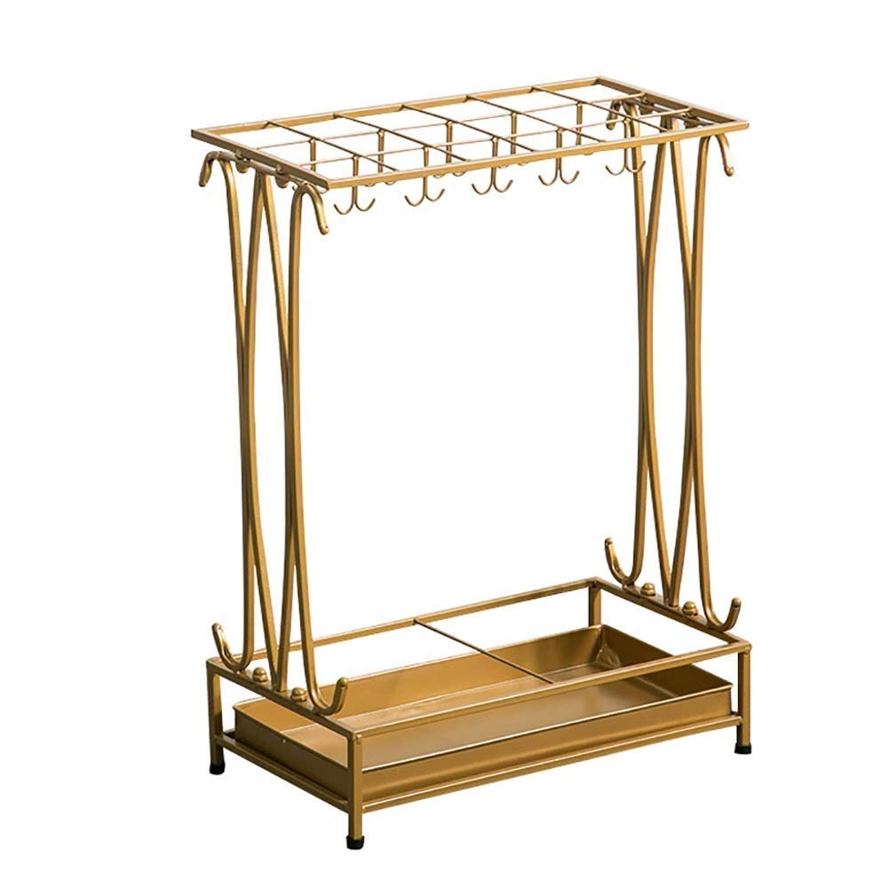 Porte-parapluie métallique doré au design contemporain haut de gamme