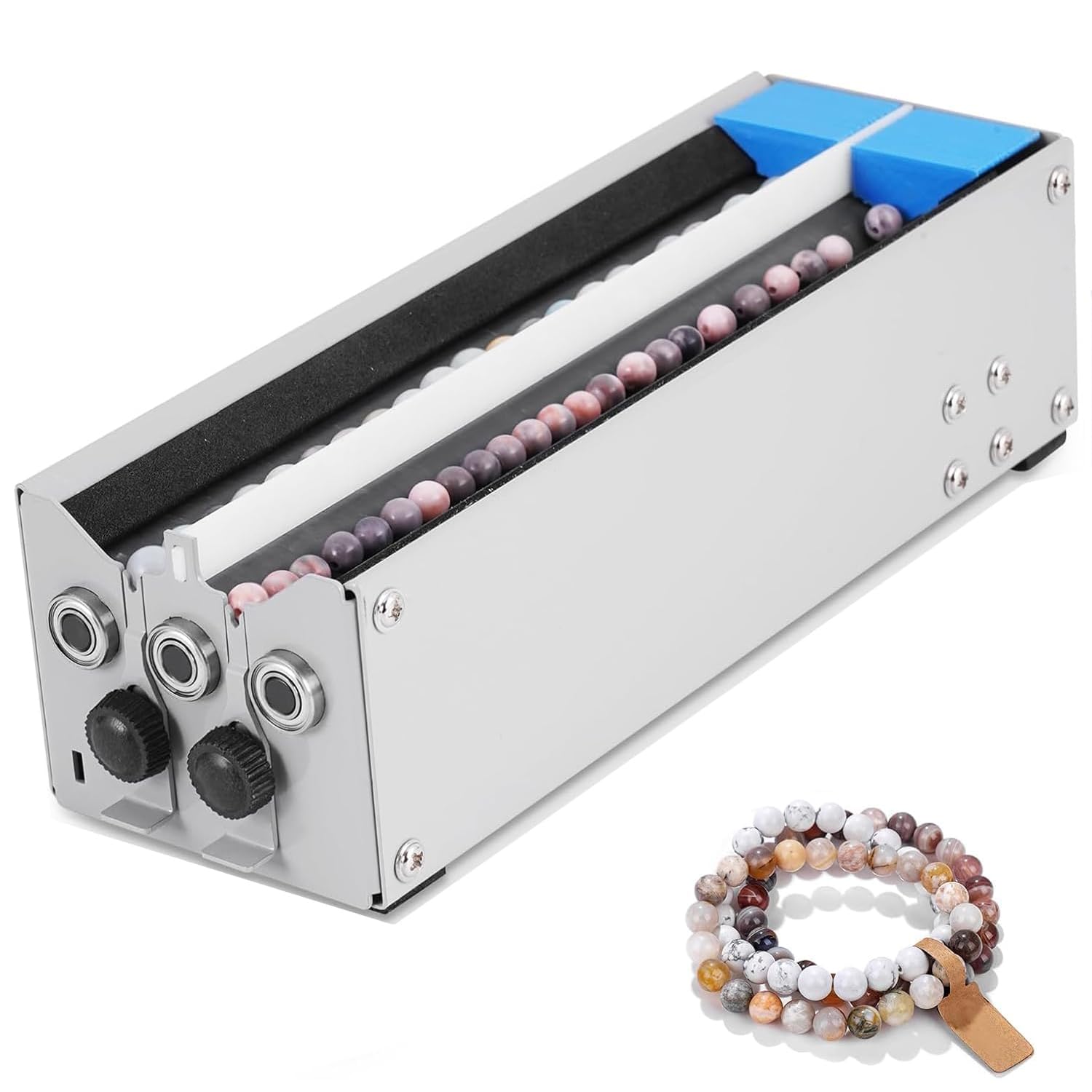 Elektryczna maszyna do beadingu, 2-kanałowa automatyczna maszyna do koralików, zakres nawlekania koralików 1,5-17 mm, do tworzenia naszyjników bransoletek z biżuterią