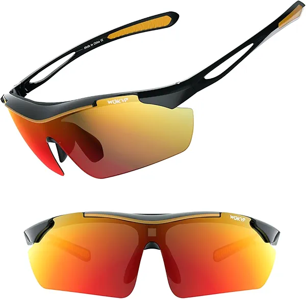 WGKVP Polarized Sports Sunglasses for Men Women Baseball Cycling Glasses Running Driving Fishing Bike Glasses