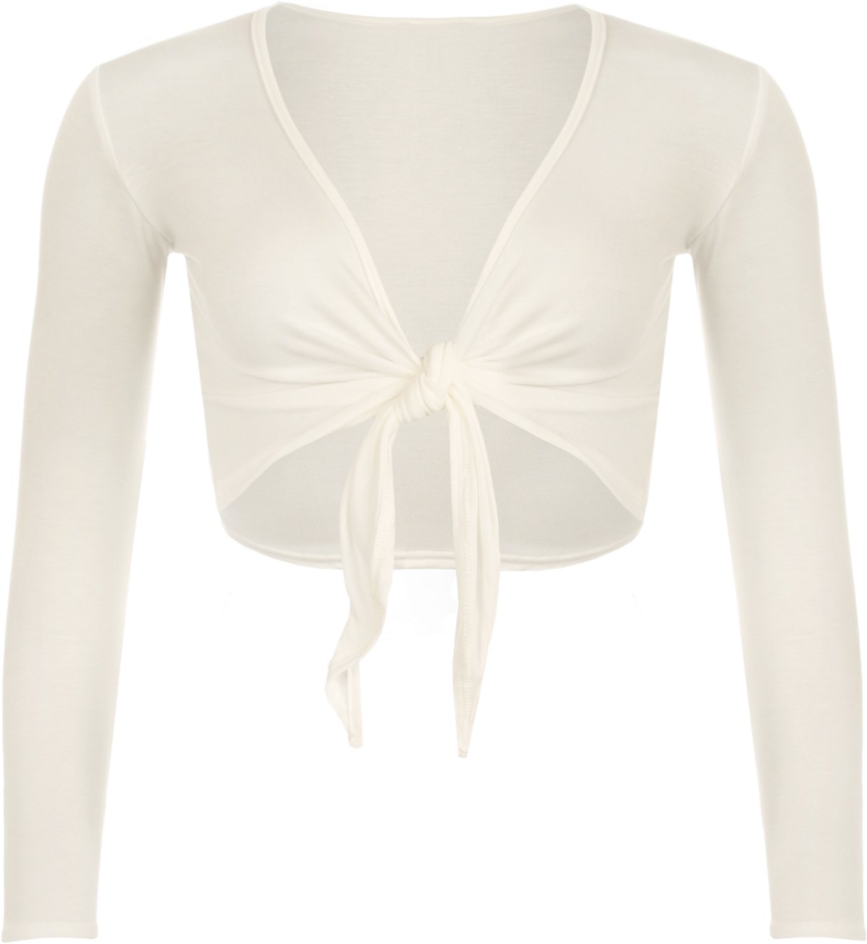 WearAll New Ladies Shrug Tie Up Long Sleeve Top Womens Cream 16-18