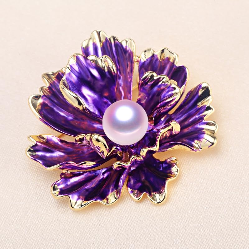 Image of Elegant Flower Brooch Pin for Women, Stylish Vinage Crystal Pearl Rhinestones Brooches Pins Dainty Lapel Pins for Dress Accessories Jewelry