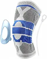 Joelheira de Compressão Ortopédica Flexível com Hastes Internas Flexíveis Silicone para Academia Corrida Jiu Jitsu Esportes Vários Tamanhos (Médio - M)