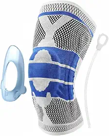 Joelheira de Compressão Ortopédica Flexível com Hastes Internas Flexíveis Silicone para Academia Corrida Jiu Jitsu Esportes Vários Tamanhos (Médio - M)