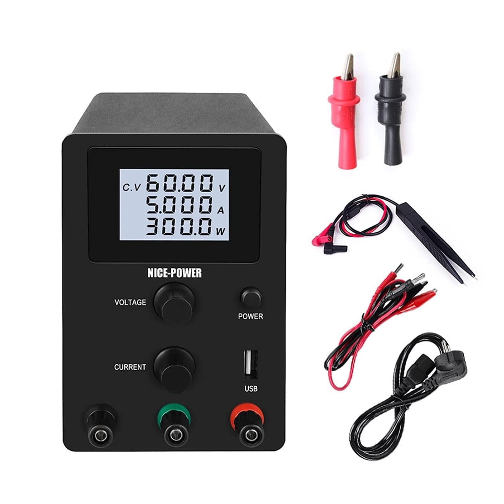 Fuente de alimentación de Laboratorio regulada de Voltaje de Alta precisión 3 0V 10A Supply Bench Power Fuentes de Voltaje Ajustable y Corriente(R-SPS605D)
