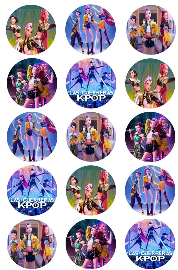 OBLEA PARA GALLETAS O CUPCAKES LAS GUERRERAS KPOP DEMON HUNTERS K-POP, Foto Comestibles para Tartas y Magdalenas. Varios Tamaños.