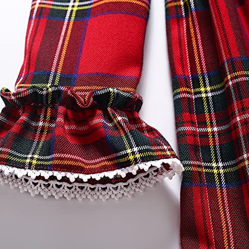 Pettigirl Girls Autumn Winter Christmas Red Plaid Ruffle Clothing Outfit Kids Toddler Elegant Formal Party Dresses4