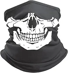 Bandana Balaclava Tubular Touca Caveira Mascara Preta Skull Unissex one size Poliéster com elastano 35 centimeters Praticantes de Atividades ao Ar Livre, Esportistas