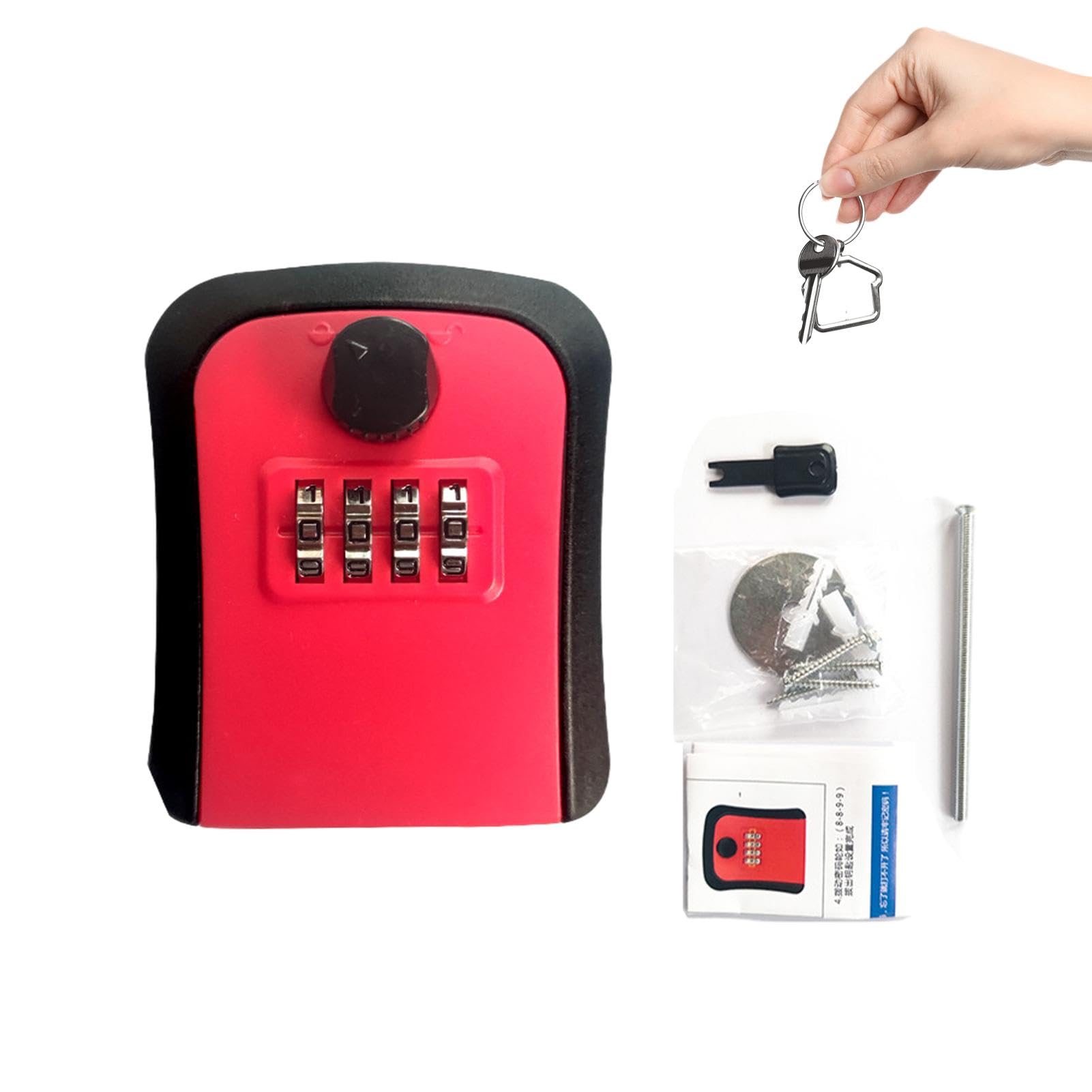 BTNEEU Cassetta Sicurezza Chiavi, Cassaforte Per Chiavi Grande, Cassaforte Chiave Combinazione, Key Lock Box Custodia 4 Cifre E Lucchetto Per Esterno Casa Garage Ufficio Palestra (nero - Foto 4
