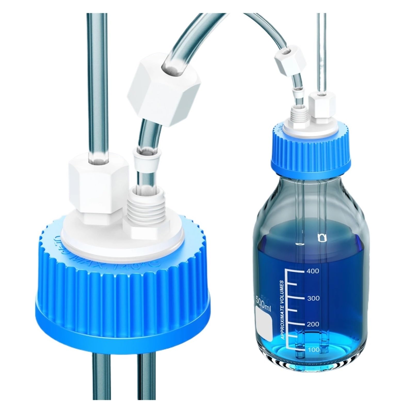Tapa de tampón de alimentación GL45 azul GL45 tapón poroso, tapón espiral, tapón for residuos de cromatografía líquida 1/8, 1/4(1-8 tube 2port)