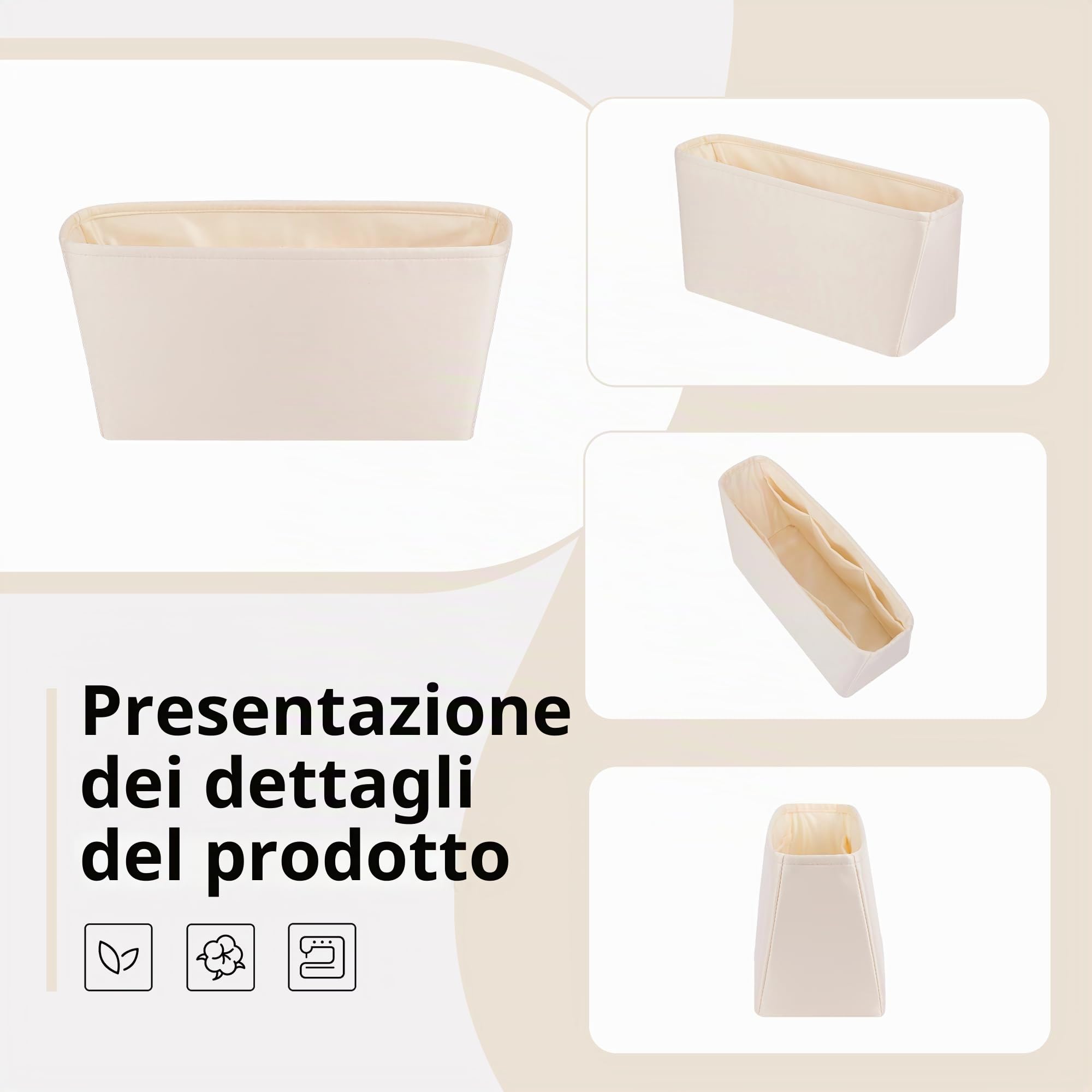 DGAZ seta organizer per LV Neverfull PM/MM/GM, donne borsetta organizer, Organizzatore di borsa leggero (Craie, MM) | Lussuosa tasca interna in raso, vestibilità perfetta, protezione delicata, leggera