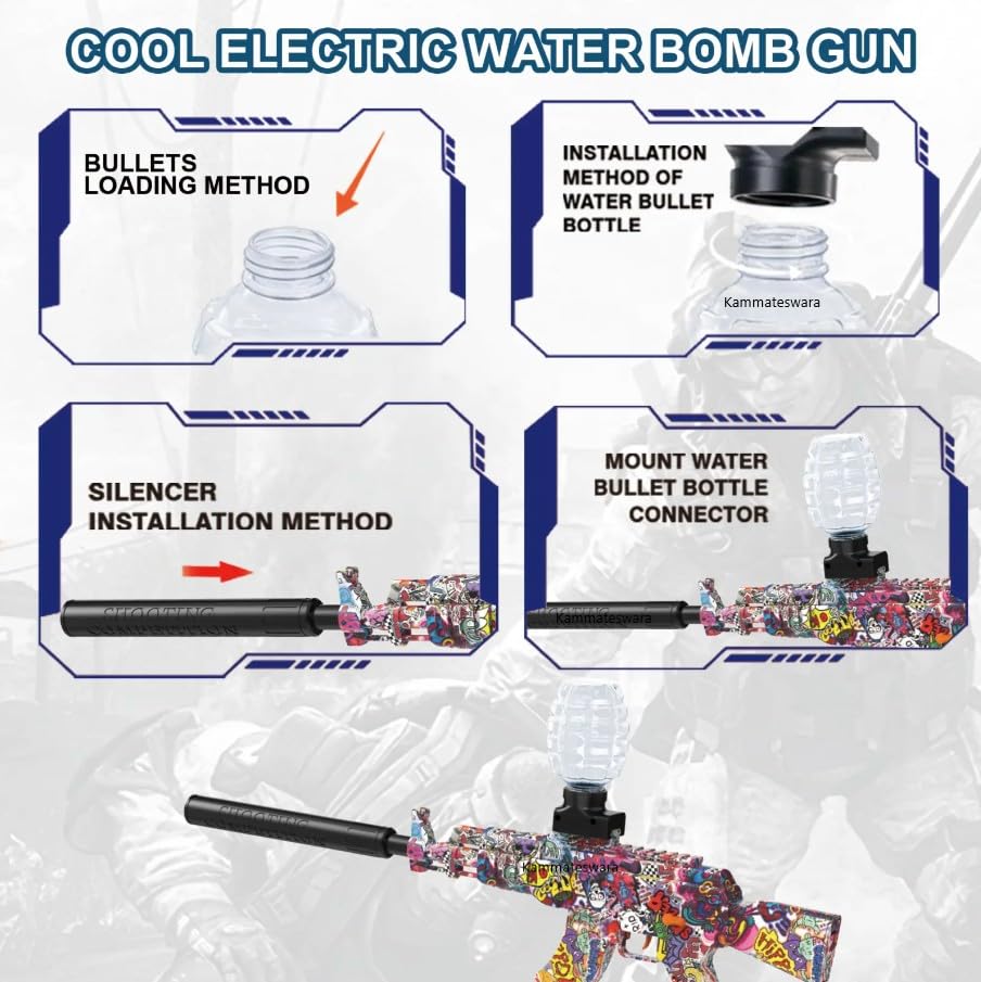Image of Kammateswara M416 Electric Gel Blaster Gun in Shooting Gun for Kids with Water Bullets | Rechargeable | Outdoor Action Play Shooting Toy for Boys