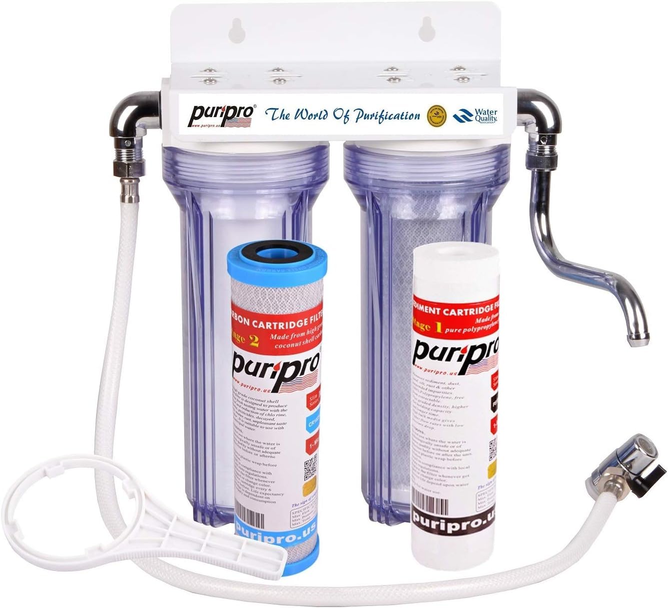 Puri Pro Drinking Water Filtration System - Water Purifier For Municipality Water - Removes All Impurities From Water (Double Filter)