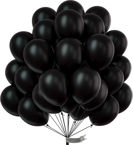 PartyWoo Globos negros, 50 globos negros mate de 12 pulgadas, globos negros para guirnalda de globos o arco de globos como decoración de fiesta,