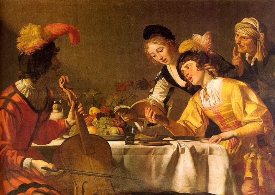 Gerrit Van Honthorst le Concert imprime sur toile pour decorer un bureau vide 60x90