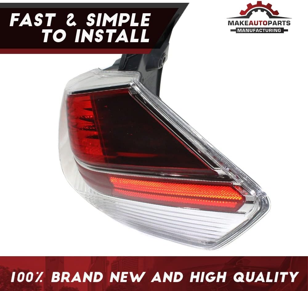 Premium Passenger Side Outer Clear & Red Lens Tail Light Assembly For Nissan Rogue 2014-2016 - NI2805102