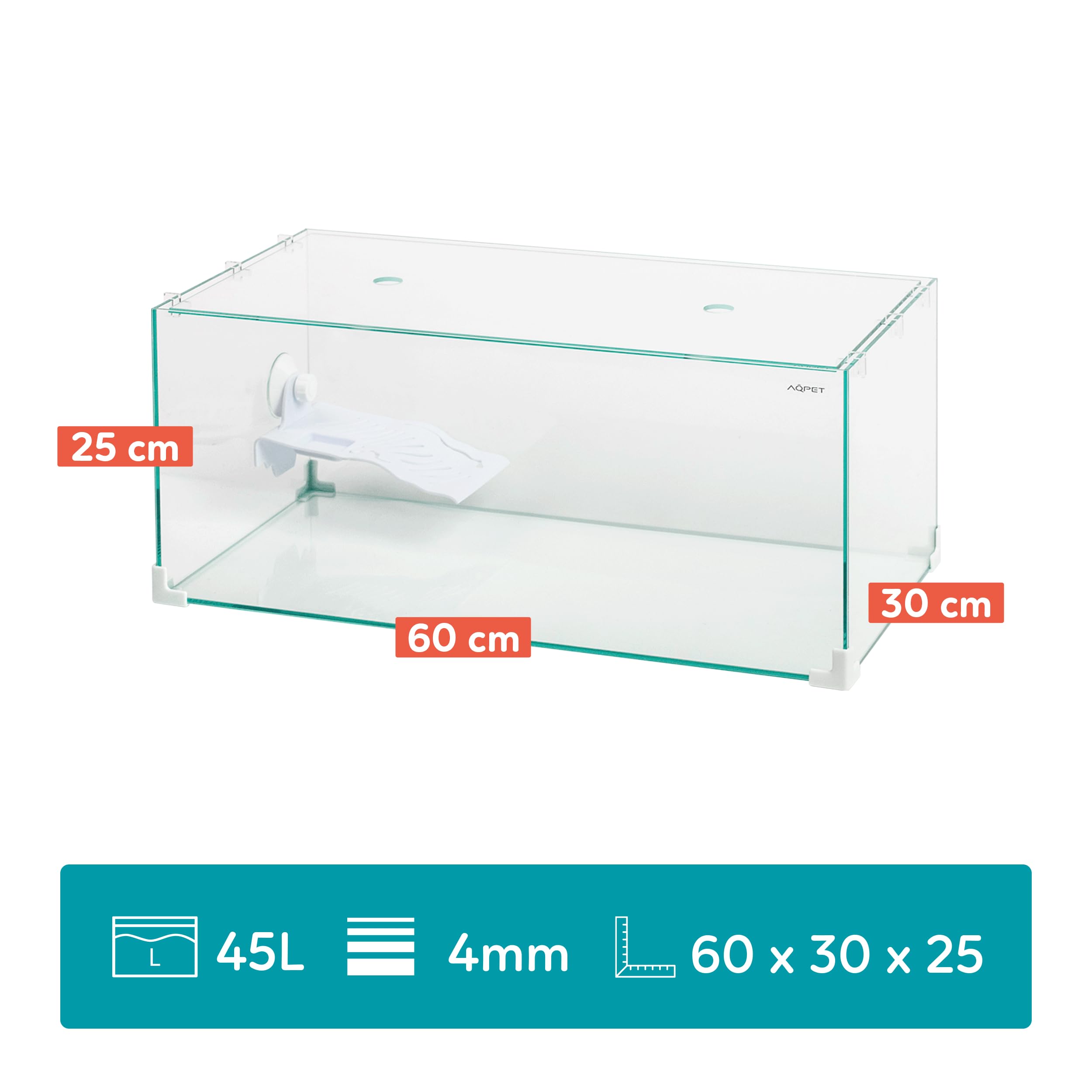 AQPET Tartarughiera in Vetro con Coperchio E Isola per Tartarughe d'Acqua Tortuga, 60 60x30x25 cm 45 Litri