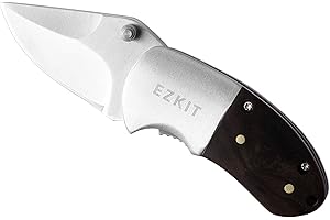 Pocket Knife, Small Wood Handle 2in Blade Stainless Steel Everyday Carry Knife