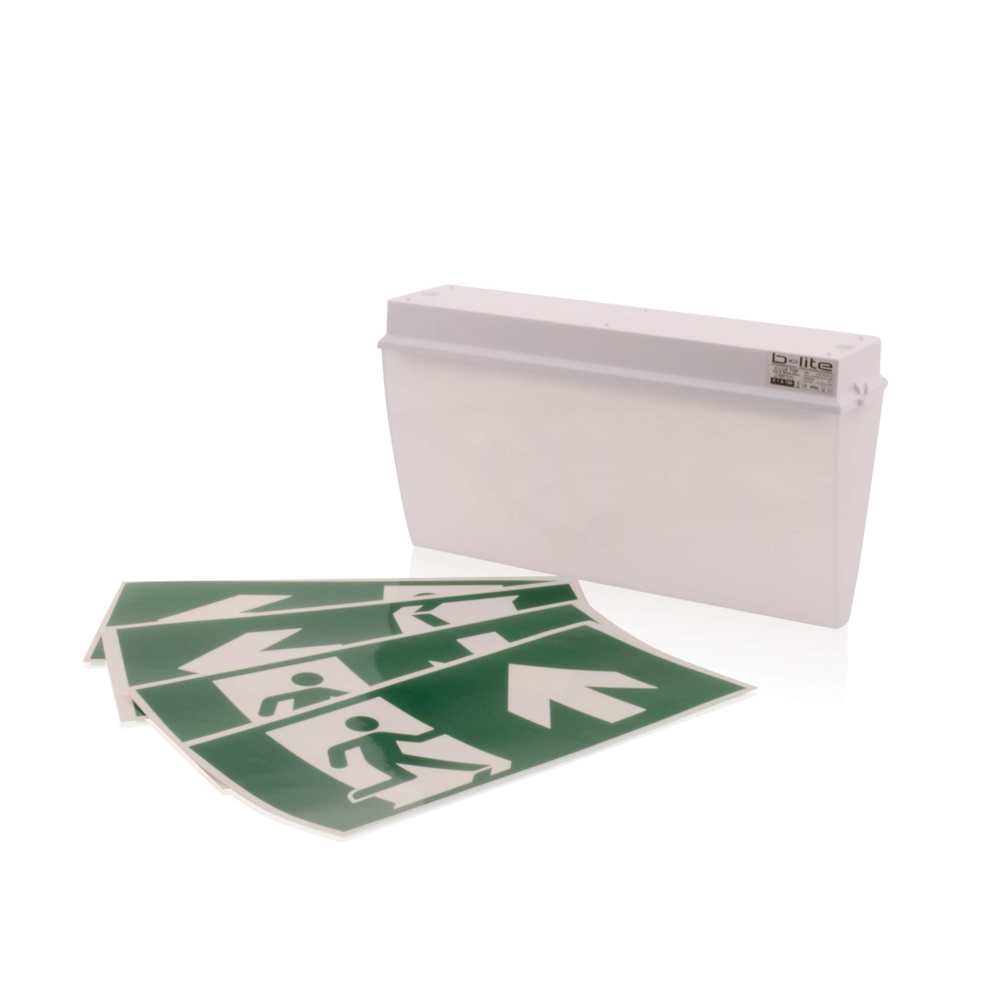 intratec 100% Shopping Apparecchio d'illuminazione d'emergenza uscita di sicurezza LED IP 54 con batteria ricaricabile, adatto al montaggio a parete e a soffitto, 3h/8h, incl. set di pittogrammi