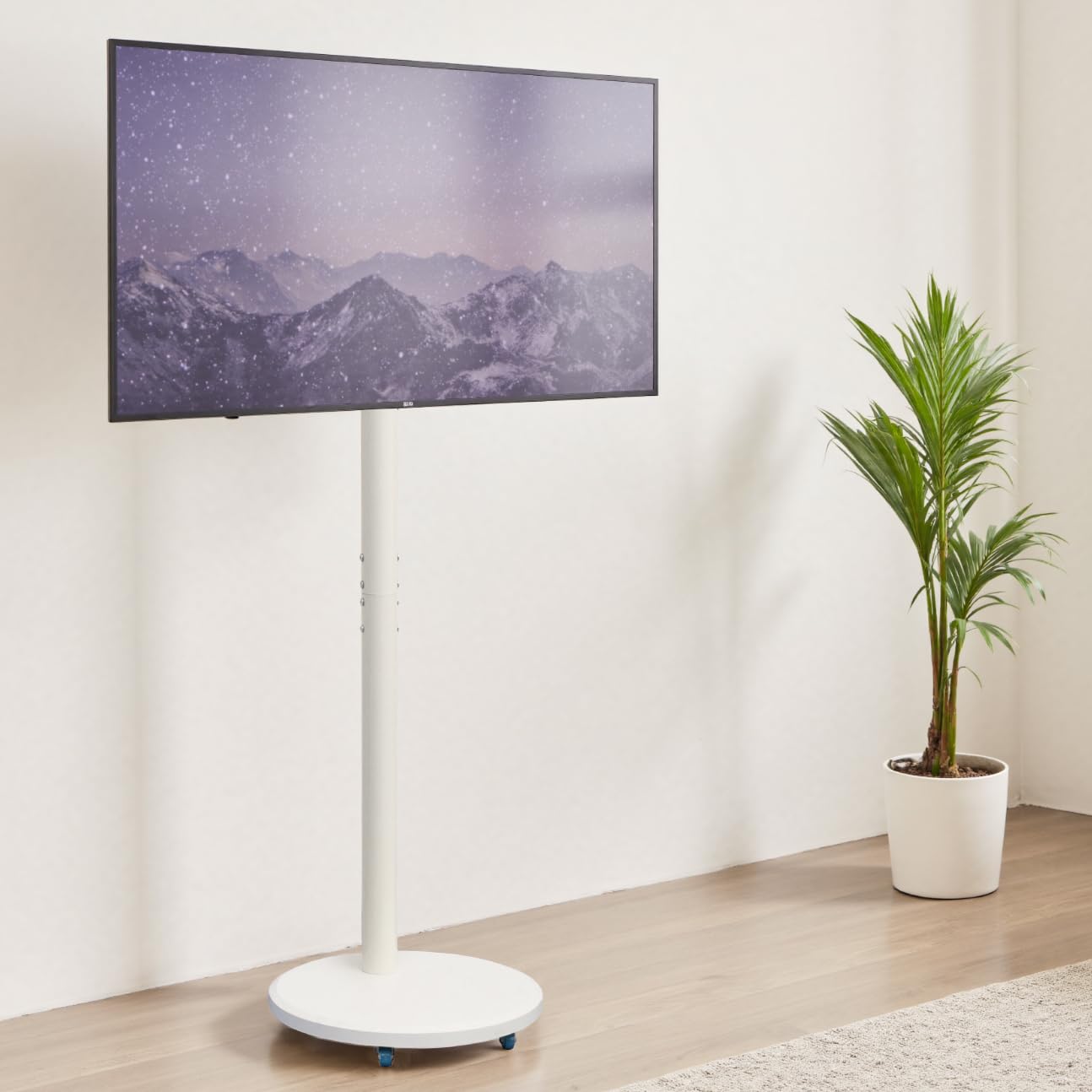 Qucover テレビスタンド 小型 tvスタンド 14~42インチ対応 壁寄せ tv stand モニタースタンド テレビスタンド ハイタイプ VESA/横75～200mm/縦75～200mm 耐荷重30kg 高さ調節可能 左右25°首振り移動式 家用/学校/会社/病院/ビジネス展示用 (ホワイト)