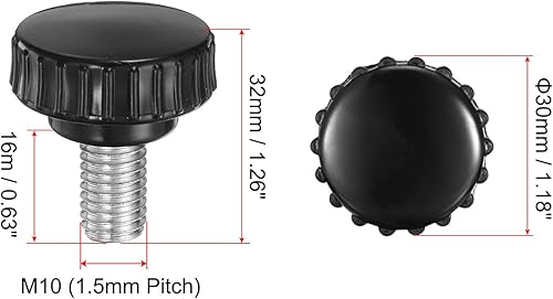Miniatura 20 de uxcell Perillas de sujeción moleteadas M6 x 1.969 in métricas chapadas en zinc de acero al carbono rosca macho tornillo de pulgar en tipo 0.787 in