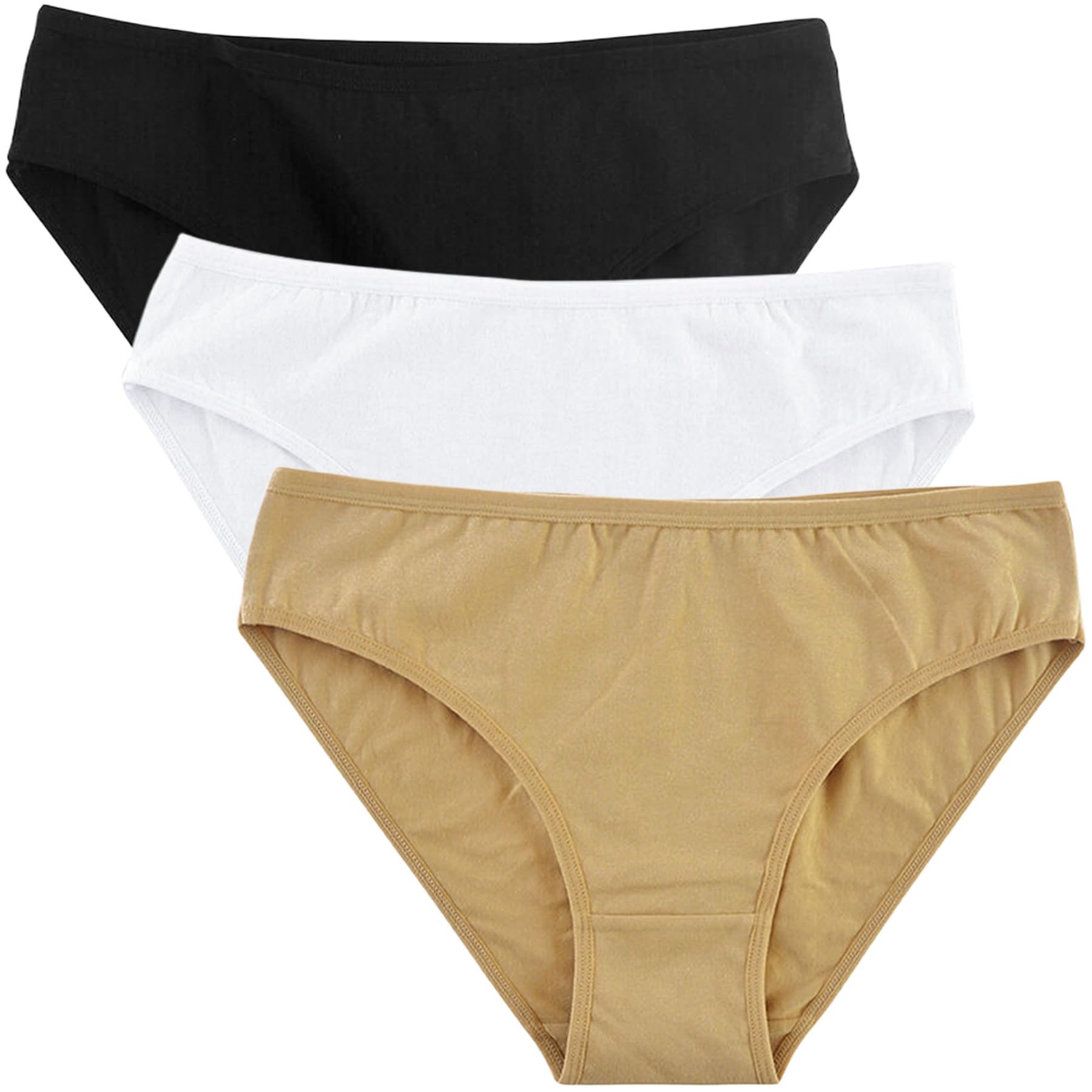High Cut Underwear Panties, Plus Size Briefs Panties 3-PACK