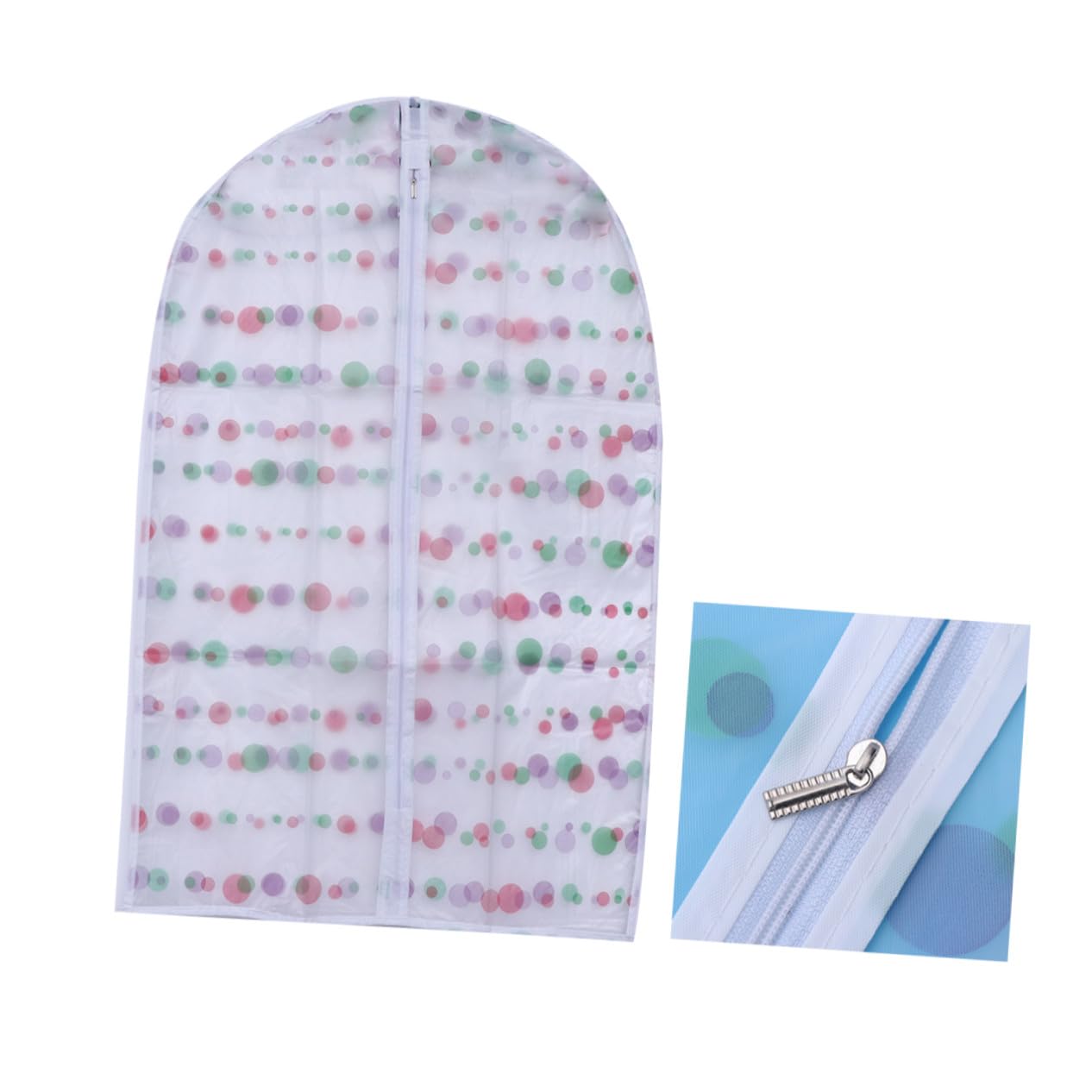 EVA Clothes Cover with Metal Zipper Dot Pattern Garment Storage Bag for Wardrobe Organization Water- Protector for Suits
