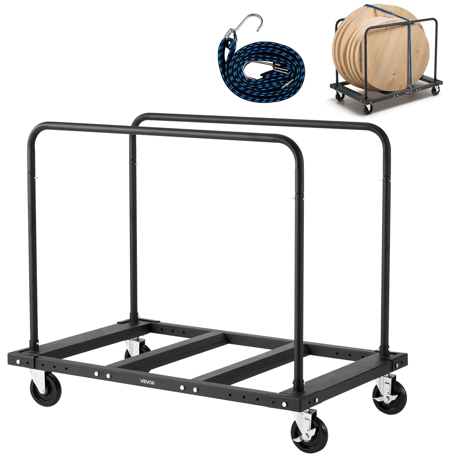 VEVOR Folding Table Cart, 1800LBS Heavy Duty Table Trolley with 5" Swivel Wheels, Drywall Dolly for Garage, Home, Warehouse, Party Event Hotel