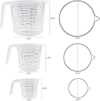 Vista 2 de Plastic Measuring Cup,3 Pack 4/2/1 Cup Clear Measuring Cups,Stackable Heat-resistant Cup Set with Handle Grip and Spout for Baking,Powder,Liquid
