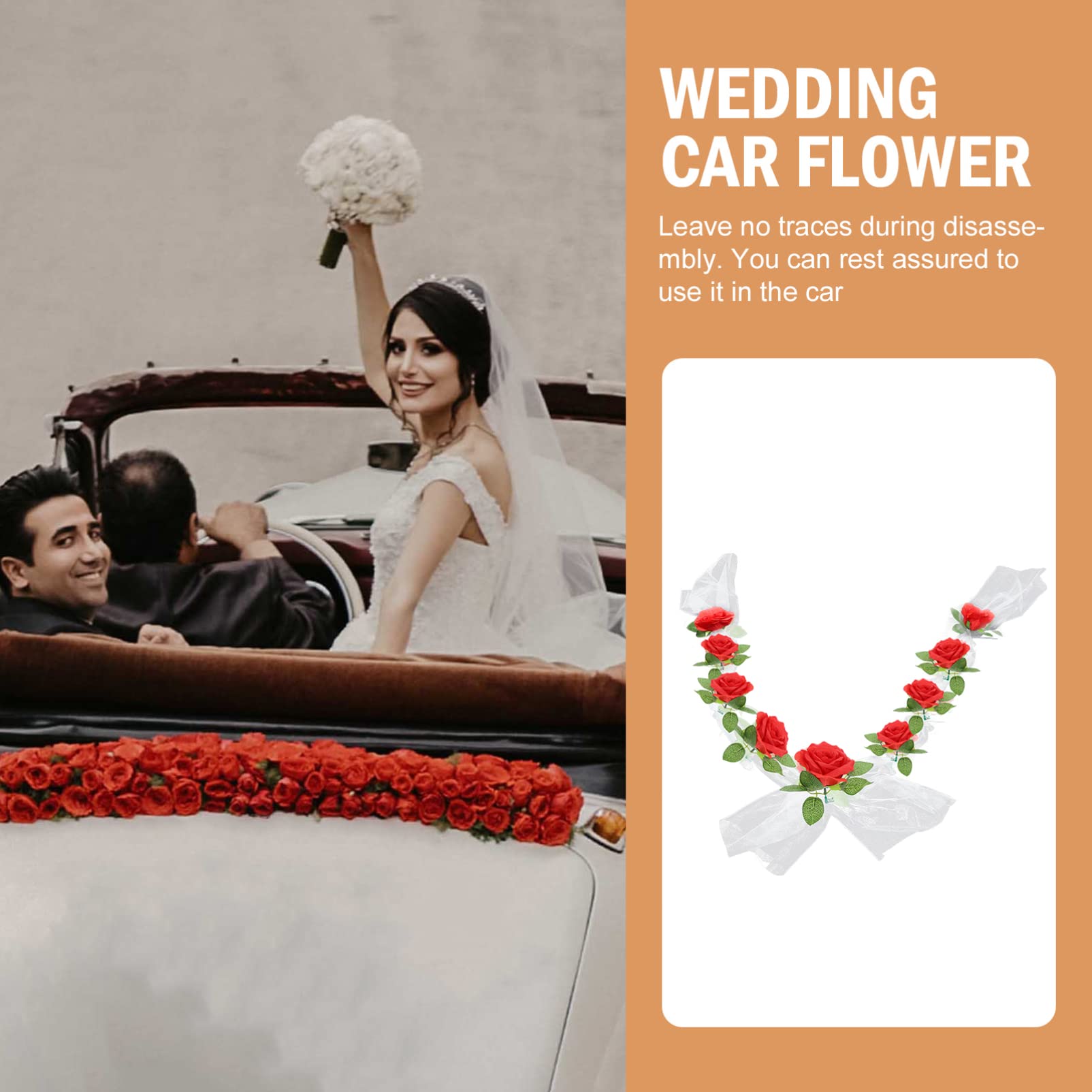 PRETYZOOM 3 Sätze Hochzeit Autogürtel Souvenir-Tulpen Party aufdecken Nachtlicht Buchung hochzeitsdeko Wedding Decoration hochzeitsdeco Rosen Blumengürtel Hochzeitsauto Seidentuch rot