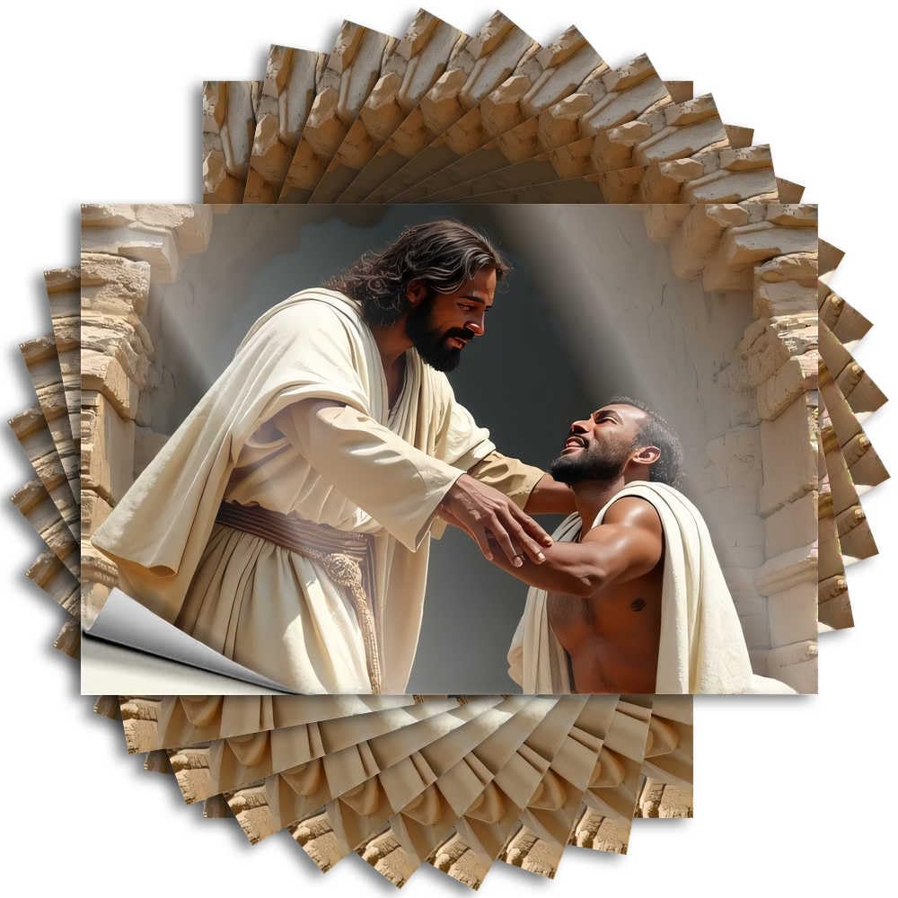 Abipuir - Funny Sticker Jesus Reaches a Man in Need 10 Pcs Car Accessories (12 x 18 cm)