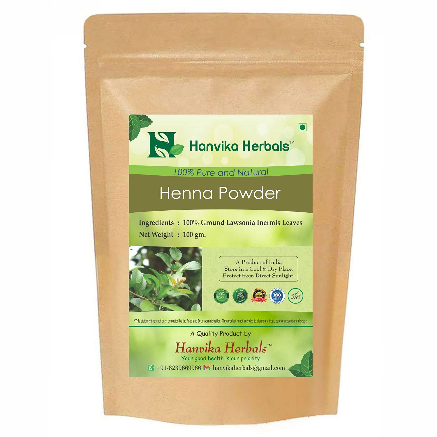 Henna Powder - 100% Lawsonia Inermis Leaves (100 gm)-picture-28