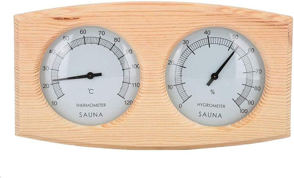 Wooden Sauna Hygrothermograph Thermometer， Hygrometer Sauna Room Accessory (Square)