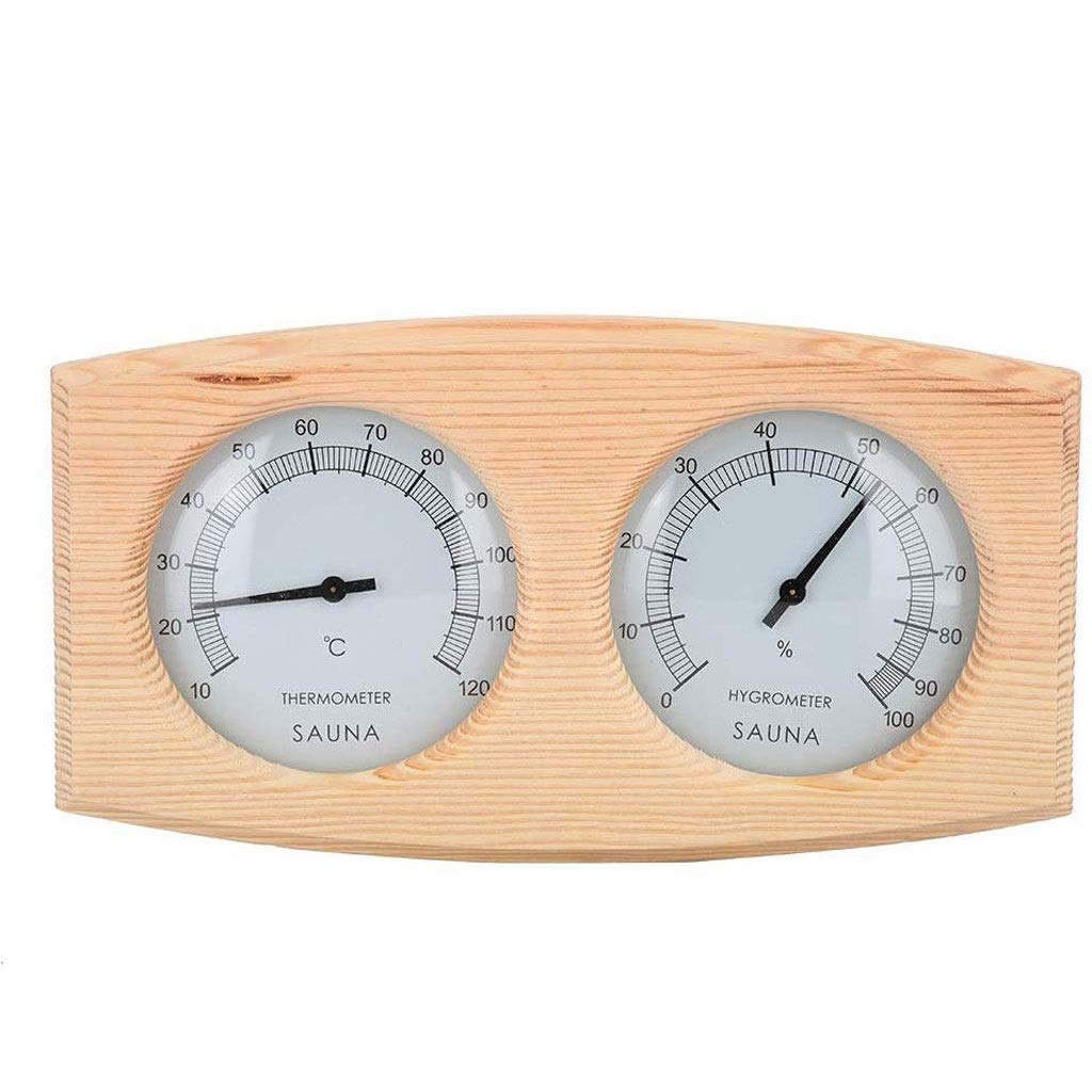 Wooden Sauna Hygrothermograph Thermometer, Hygrometer Room Accessory (Square)