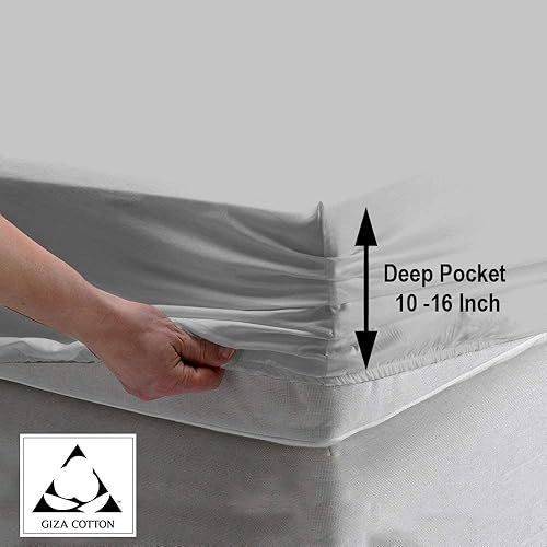 Miniatura 4 de Juego de sábanas divididas tamaño King para cama ajustable, sábanas de algodón Giza para cama ajustable Split King, juegos de sábanas Giza de 400