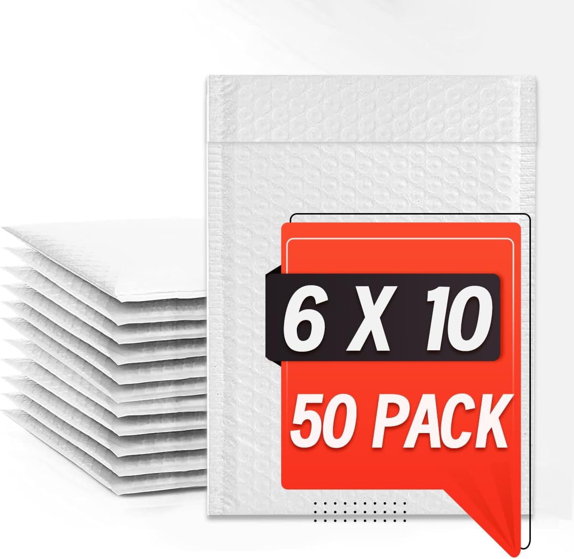 White Bubble Mailers Self Seal Padded Envelopes Polyester Shipping Bags for Offices, Home and Shops (50 Pieces Bubble 6X10)