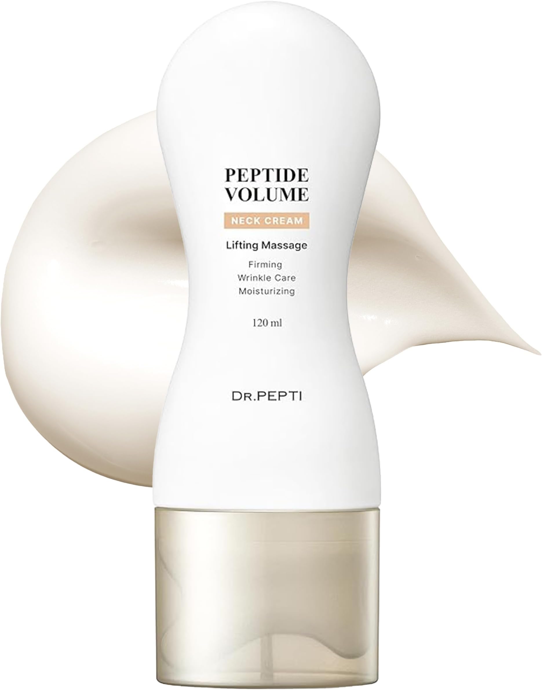 DR. PEPTI Neck Firming Cream with Built-In Gua Sha Massager – 25 Peptides & Collagen for Turkey Neck, Tech Neck & Crepey Skin – Tightening & Lifting Neck Cream, 4.2 fl oz
